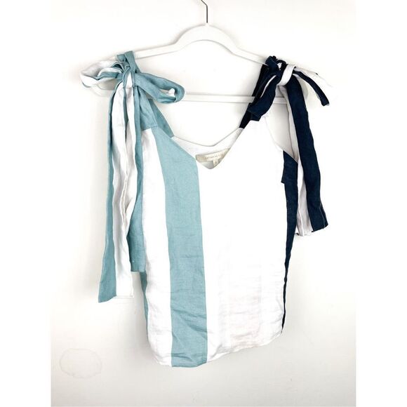 Katharine Kidd Women's Sky‎ Striped Linen Tie Top Tank Size S - Picture 3 of 11